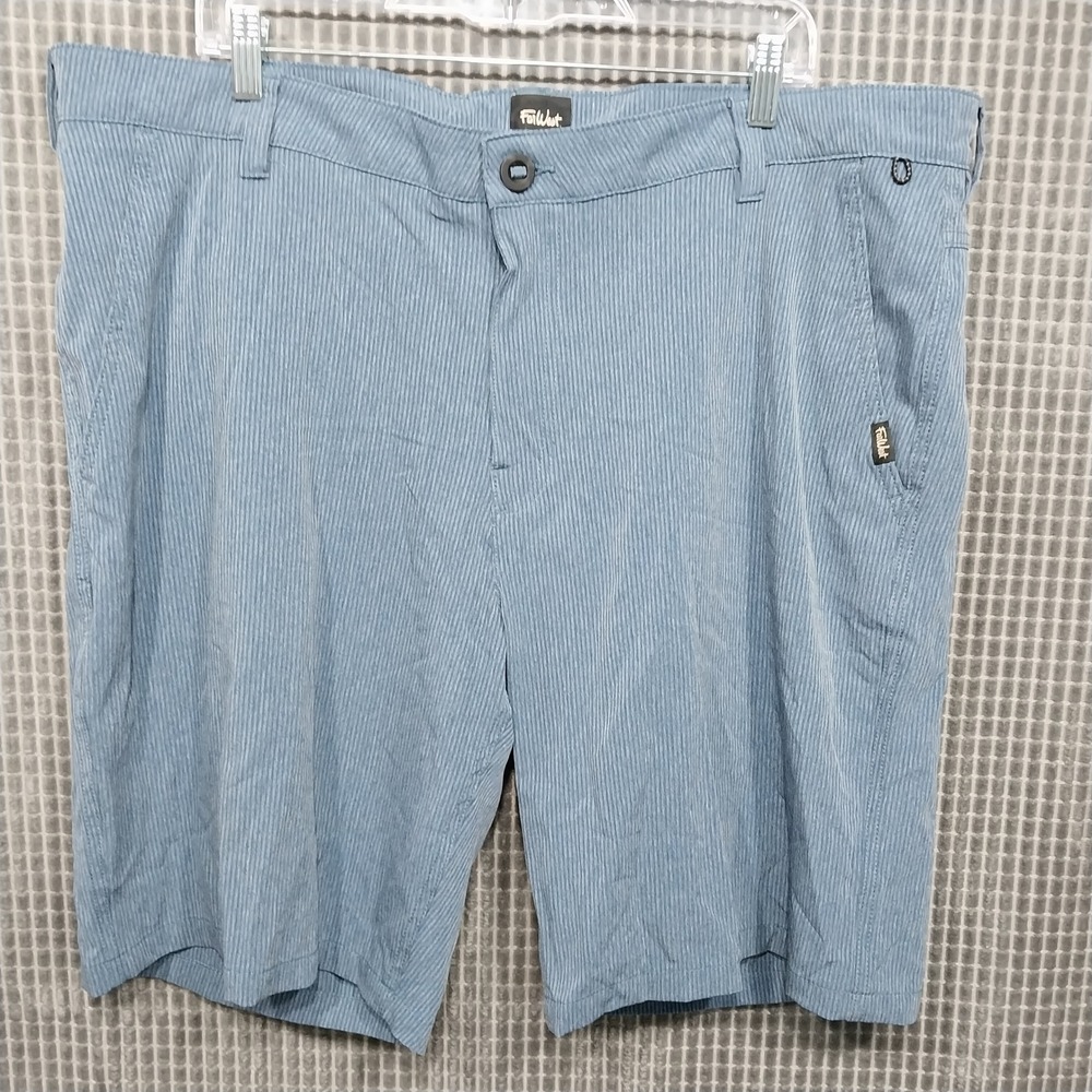 FarWest Shorts Mens Performance Striped Stretch 42 Blue